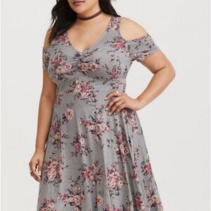 Floral Cold Shoulder Dress